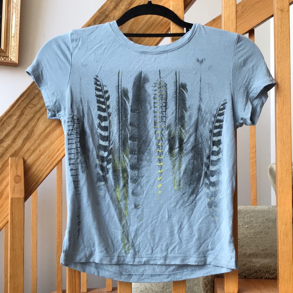 Blue Feather Cropped Tshirt